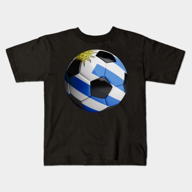 Uruguay Soccer Ball Kids T-Shirt by reapolo